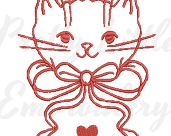 Valentine Cat Embroidery Design File