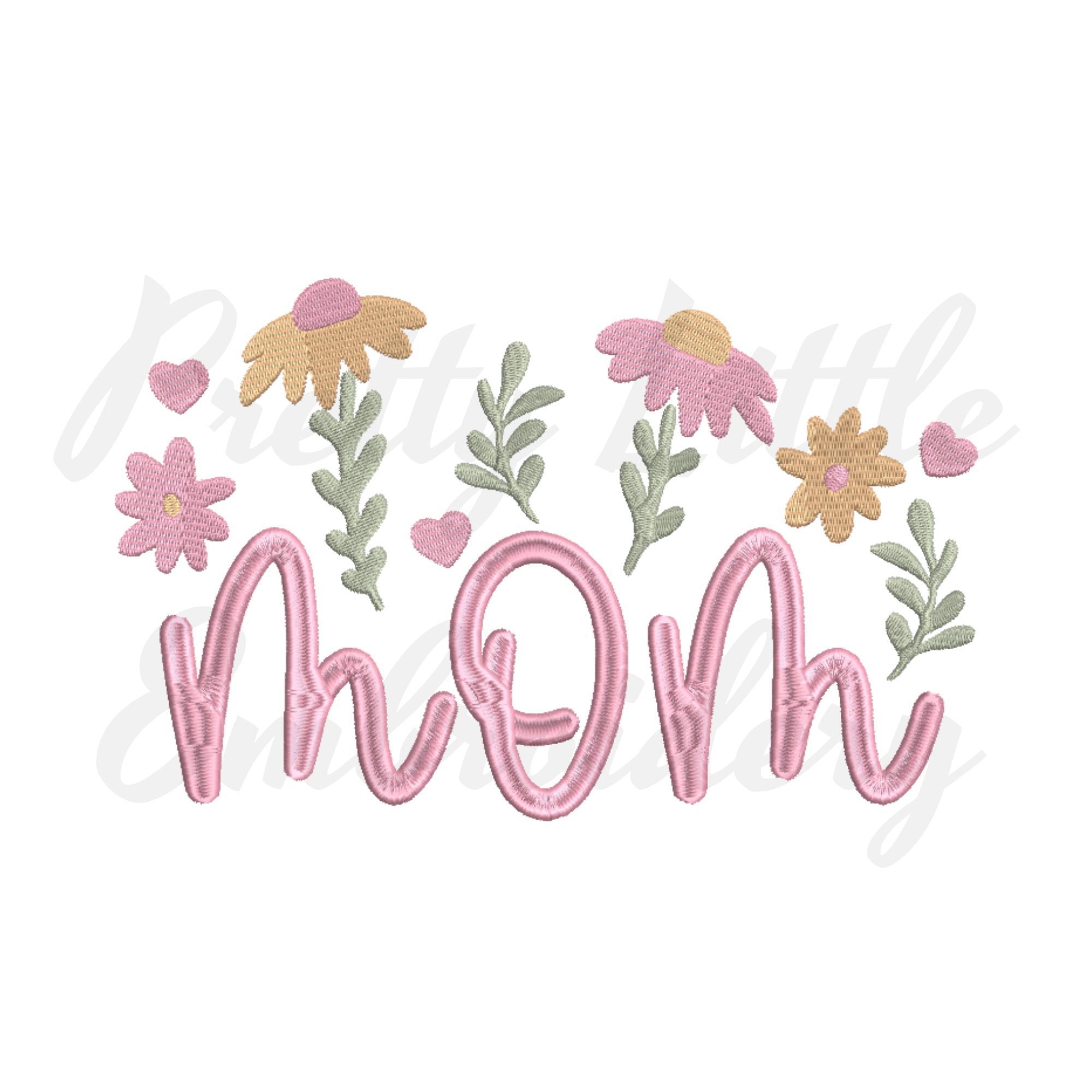 Mom Embroidered Frame Mom Embroidery Design With Flowers - Etsy
