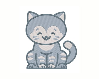 かわいい猫の機械刺繍デザイン - 動物デザインの即時ダウンロード - DIY プロジェクト用のかわいいデジタル刺繍ファイル