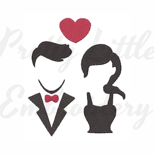 Couple Embroidery Design, Heart, Wedding Silhouette (Digital File)