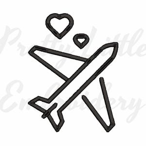 Heart Plane Embroidery Digital File, Love Embroidery Design, Machine Embroidery Design, 6 Sizes, Instant Download