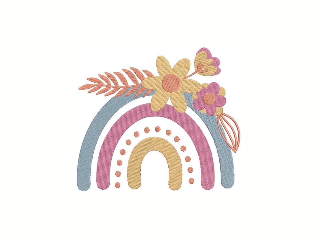 Floral Rainbow Machine Embroidery Design, 6 Sizes (instant Download) - Etsy