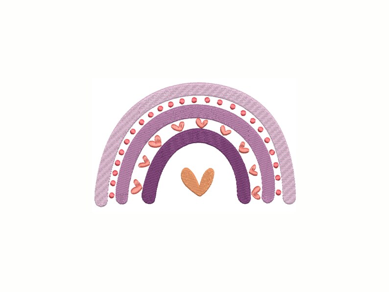 Boho Rainbow Embroidery Design, Heart Rainbow Machine Embroidery Design ...