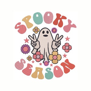 Cute Spooky Season Embroidery Design, Halloween Embroidery Design, Machine Embroidery Design, 6 Sizes, Instant Download