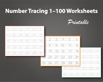 Number Tracing 1-100 Worksheets – Handwriting Practice (Printable PDF)