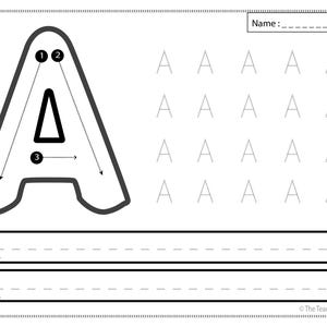 Hojas de trabajo para trazar el alfabeto, letras mayúsculas de la A a la Z, práctica de escritura a mano, preescolar y jardín de infantes, reconocimiento de letras, material imprimible para educación en el hogar