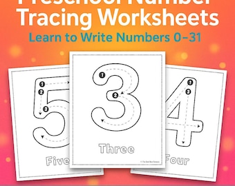 Preschool Number Tracing Worksheets | Learn to Write Numbers 0–30 | Handwriting Practice for Kids | Big Traceable Pages | Homeschool PDF