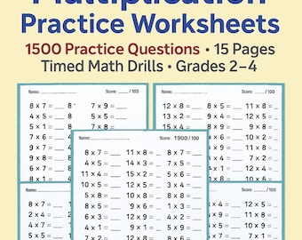 Multiplication Worksheets: Math Drills, Fill-in-the-Blanks (PDF Download)