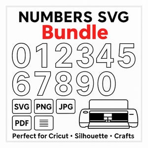 Numbers SVG Bundle 0-9 Vector Cut Files png jpg pdf for Cricut Silhouette Crafts