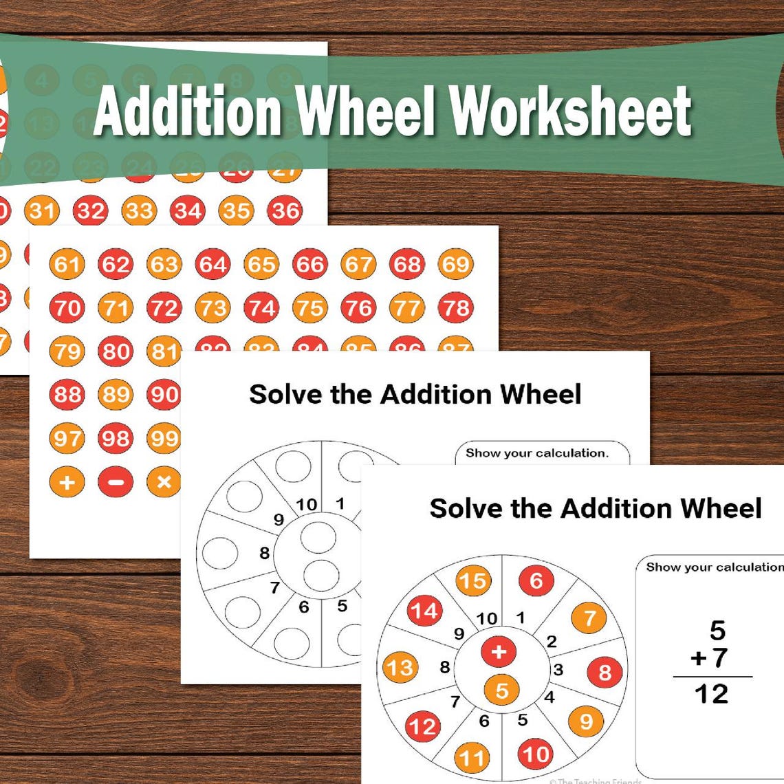 Addition Wheel Worksheet: Fun Math Printable for Kids (PDF Download) - Etsy