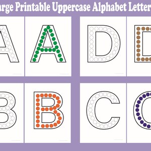 Large Printable Uppercase Alphabet Letters Dot Marker Worksheets Dab and Color Fine Motor Preschool Kindergarten Learning