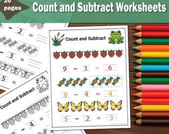 Hojas de ejercicios de resta: Actividad matemática divertida para preescolar (Descargar PDF)