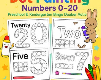 Number Recognition Dot Painting: Preschool Counting Activity (PDF Download)