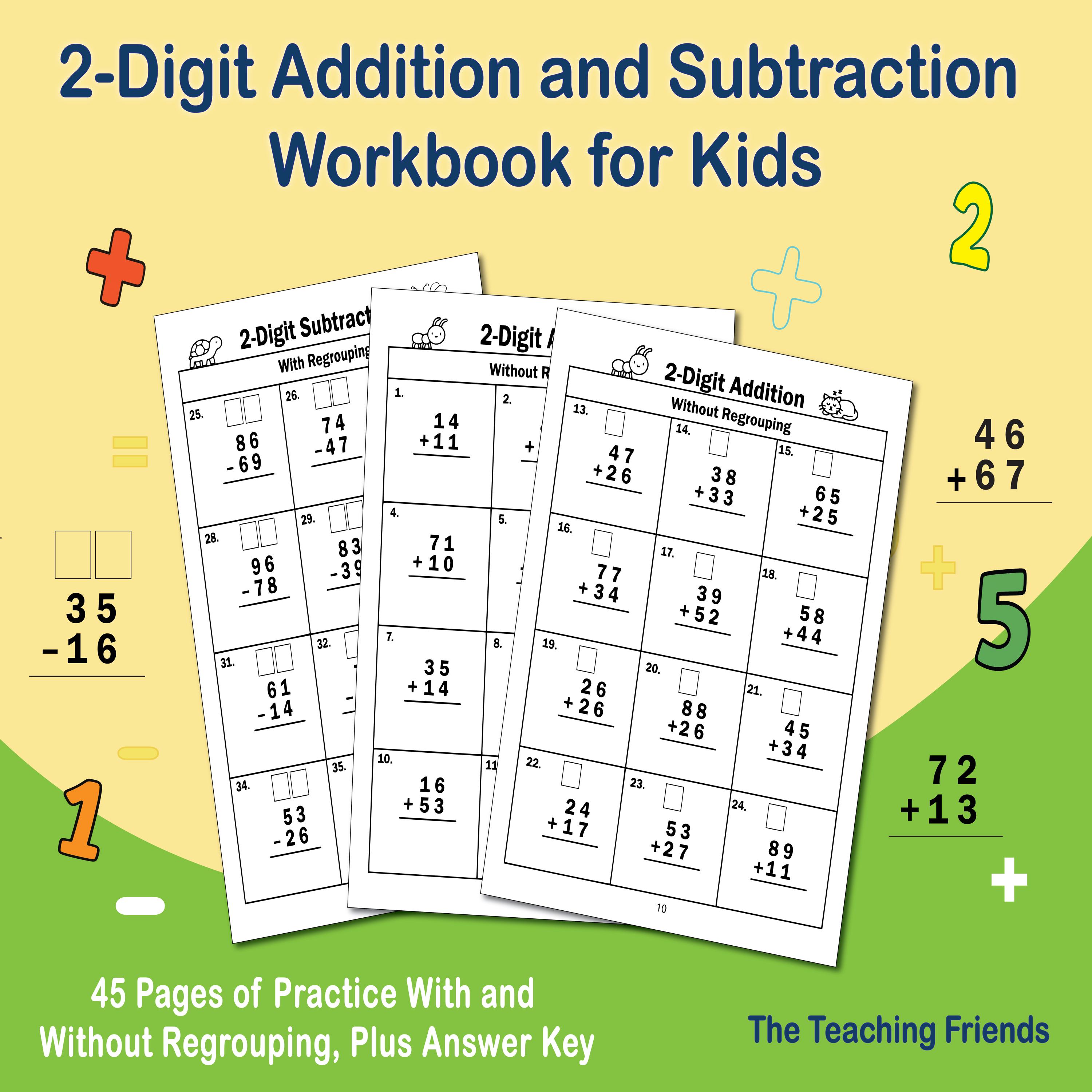 2-digit Addition & Subtraction Workbook PDF | 1st-3rd Grade Math
