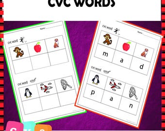 CVC Words Üben: Phonetik Arbeitsblätter, Kindergarten Lesen (PDF zum Ausdrucken)