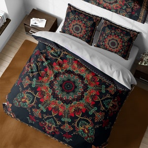 Hippie Bohemian Ethnic Mandala Bedding Set, Vintage African Print Duvet Cover, Bohemian Quilt Cover, Full King Queen Twin Dorm Bedding Set
