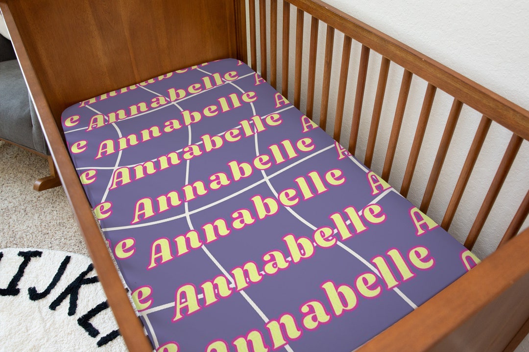 Personalized Purple Cotton Crib Bedding, Name Blanket, Cot Sheet Set