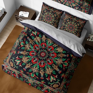 Bohemian Ethnic Style Mandala Bedding Set, Vintage Royal Medieval Hippie Duvet Cover, Boho Quilt Cover, Full King Queen Twin Dorm Bedding