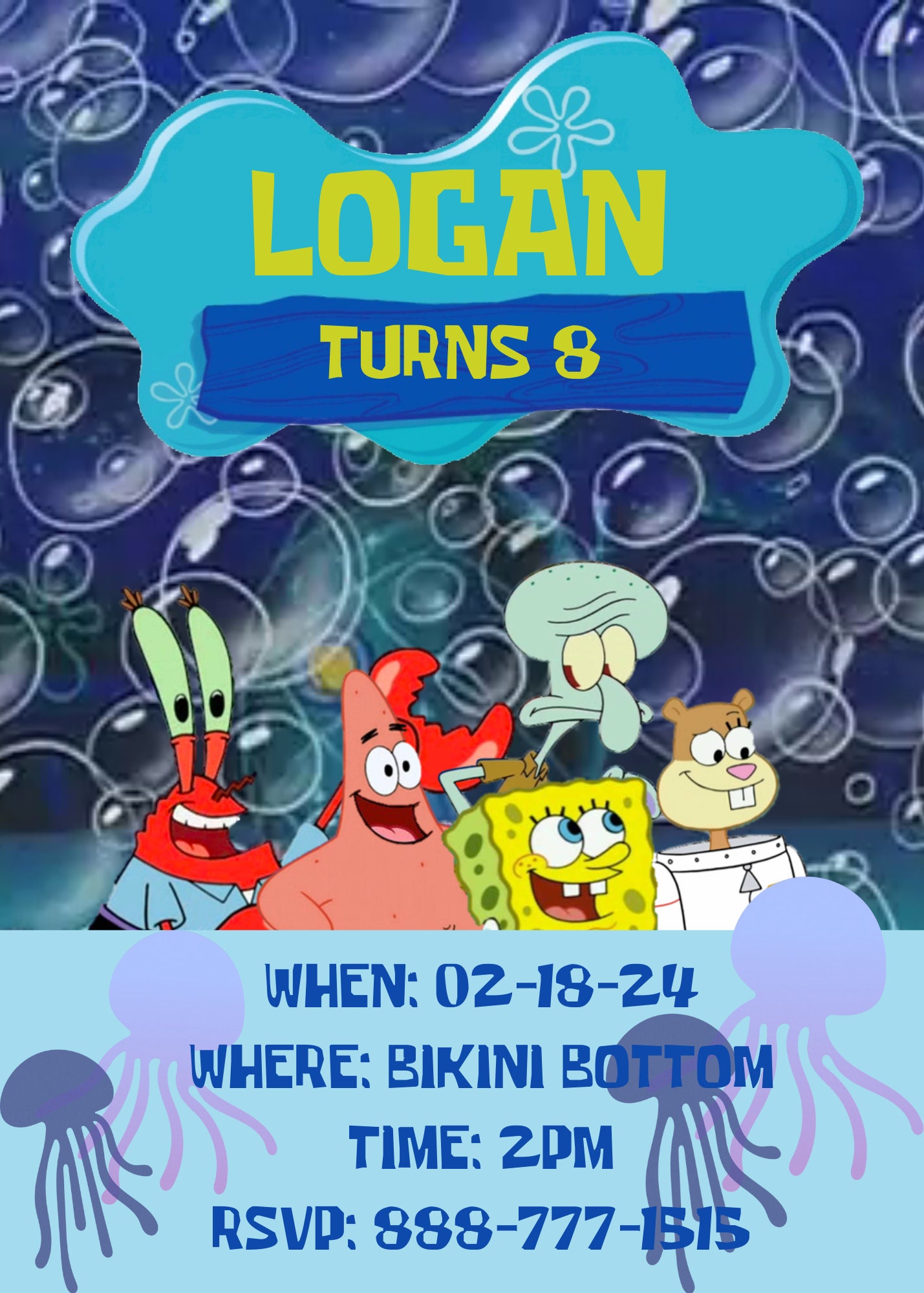 Spongebob Birthday Invite - Etsy