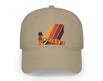 Hat (2 Colors) of "Sofa Siesta" Original Artwork by Adam H. Low Profile Baseball Cap, Retro, 70s style, Orange, Brown, Vintage Mid Century