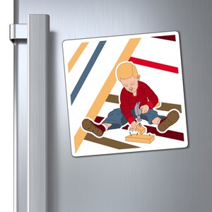 Square Magnet (3 Sizes) of &quot;Hammertime&quot; Original Artwork by Adam H. Retro / Mid Century inspired art & graphics. Vintage 60&#39;s w/ modern pop