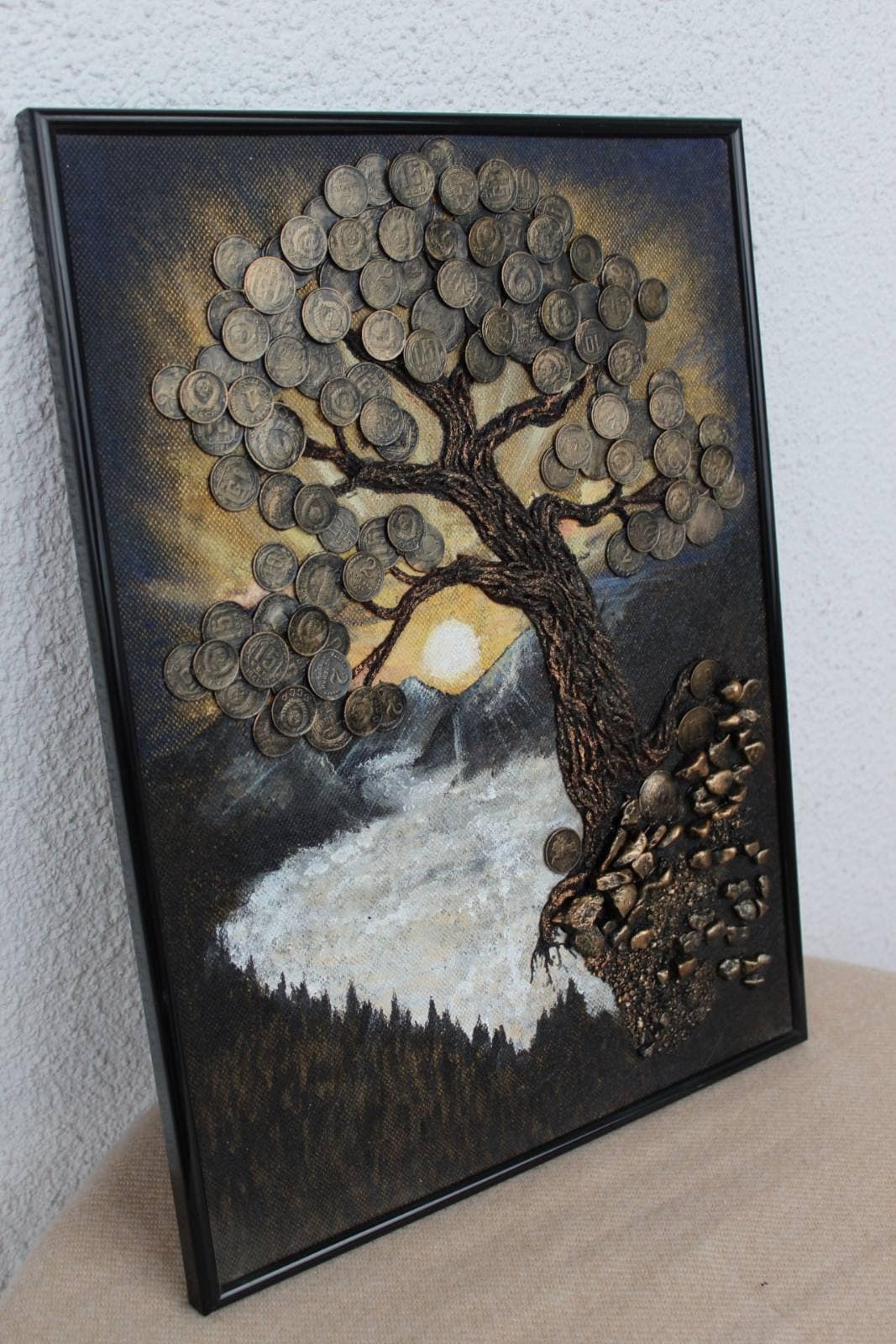 Tableau Sur Toile Money Tree - Tons Jaunes - Art Déco, Paysage - Fabriqué Australie