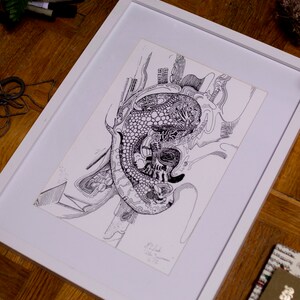 Grafika/ Graphic "Ucho Jazzmana"// linear, print, creative, wall decor, modern art, fresh, new age, future, music, funny, jazz, happy, ear