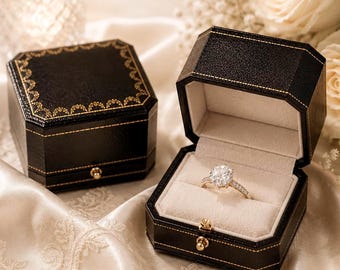 Elegante Ringbox mit Samt-Innenfutter für Verlobungsringe & Eheringe• Vier Farben verfügbar • Vintage Ringbox • Perfektes Geschenk• Hochzeit