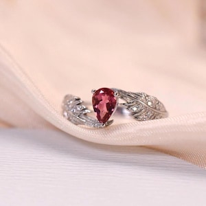 Leaf Vine Spinel Ring · 925 Silberring Verstellbar · Natural Red Spinel · Geschenk für Sie