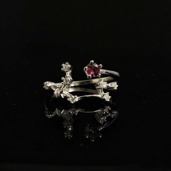 Sternzeichen Zwillinge Lila Garnet Ring , Geburtsstein Diamantring, individuell gestalteter Ring, Geburtstagsgeschenk