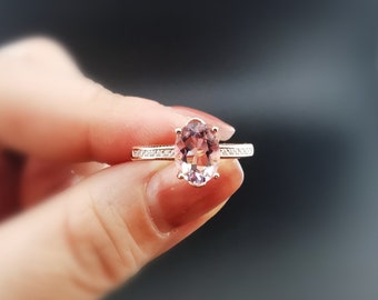 Dainty Amethyst Diamond Ring • Natural Amethyst Ring • Rose Gold • Natural Gemstone Ring • Amethyst Jewelry • Gift for Wife