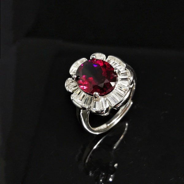 Vintage Granat Diamant Ring • Natürlicher Edelsteinring • Granat Schmuck • Geschenk für Frau •  Perfektes Geschenk für Freundin