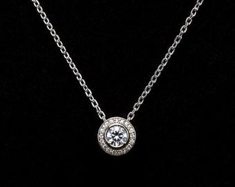 Moissanite Diamond Necklace Set · 925 Sterling Silver Pendant · Bubble & Donut Charm Necklace · Minimalist Necklace · Everyday Necklace