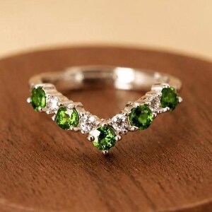 925 sterling silver V-shaped ring with natural colorful gemstones • 925 sterling silver ring plated with white gold • Adjustable • Perfect gift