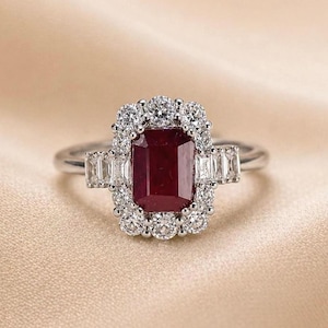 Bague en rubis et diamant naturel • Bague Diana • Bague en pierre précieuse naturelle • Bijou en rubis • Cadeau pour femme • Cadeau parfait