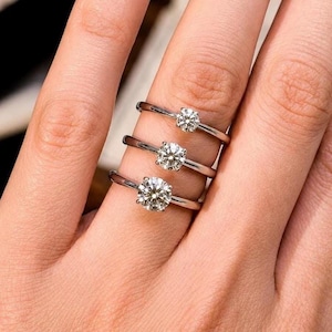 Moissanitring · Solitärring 0,3–0,8 ct · Ring i 925 sterlingsilver · Justerbar förlovningsring · Minimalistisk ädelstensring