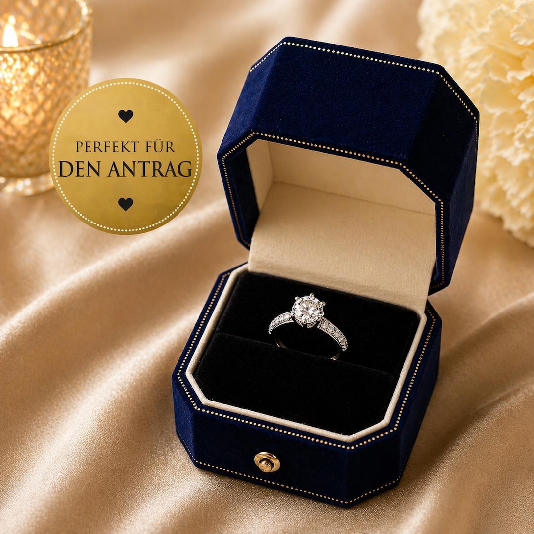 Elegant Ring Box in Royal Blue Velvet • Vintage Storage for Engagement ...