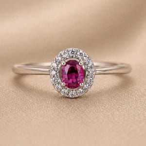 Zarter Rubinring • Natürlicher Rubinring • 925er Silberring, mit 18K Weißgold vergoldet • verstellbarer Ring • Geschenk für Frau