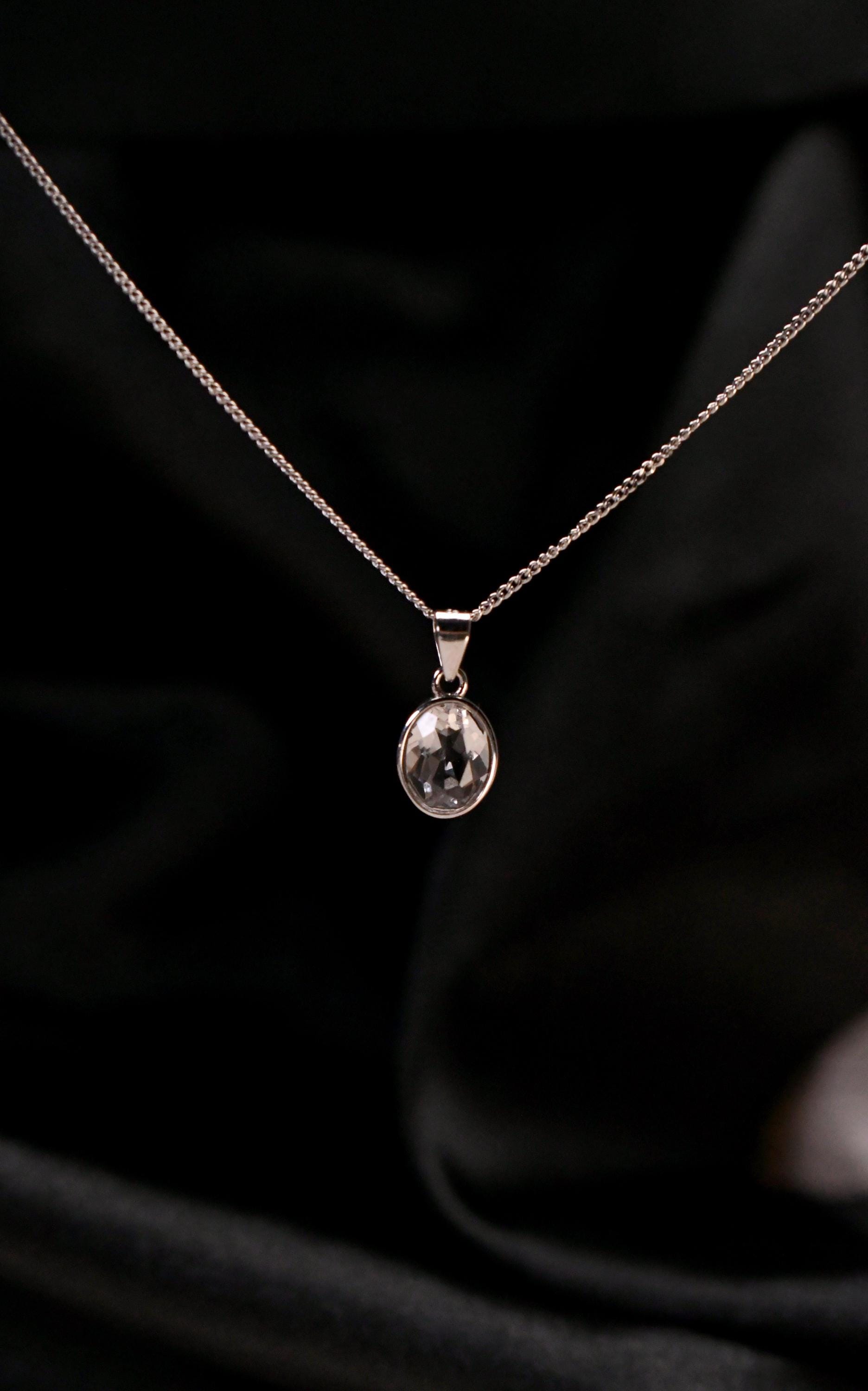 Collana Luminescente Per Coppie In Pietra Naturale Blu - Ciondolo Esagonale - Regalo Romantico Per Lei E Lui