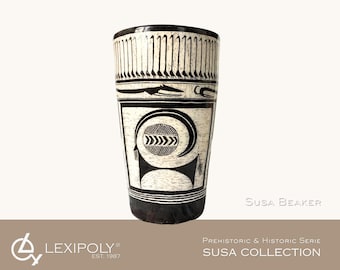 Ancient Susa Ceramic Beaker |Bushel with Ibex Motifs | Handmade Historic Art Vessel