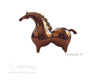 Handmade Bronze Ceramic Horse Sculpture | Modern Home Decor