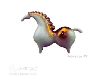 Ceramic Horse Sculpture | White & Cooper Glaze