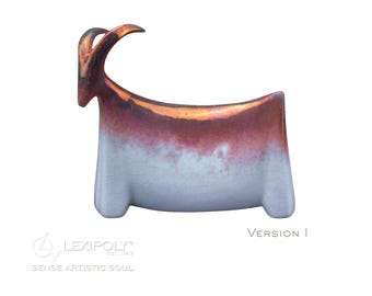 Modern Ceramic Ibex Sculpture