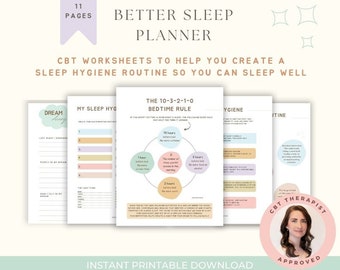 Sleep Hygiene Planner: CBT Worksheets, Sleep Routine (Digital Download)