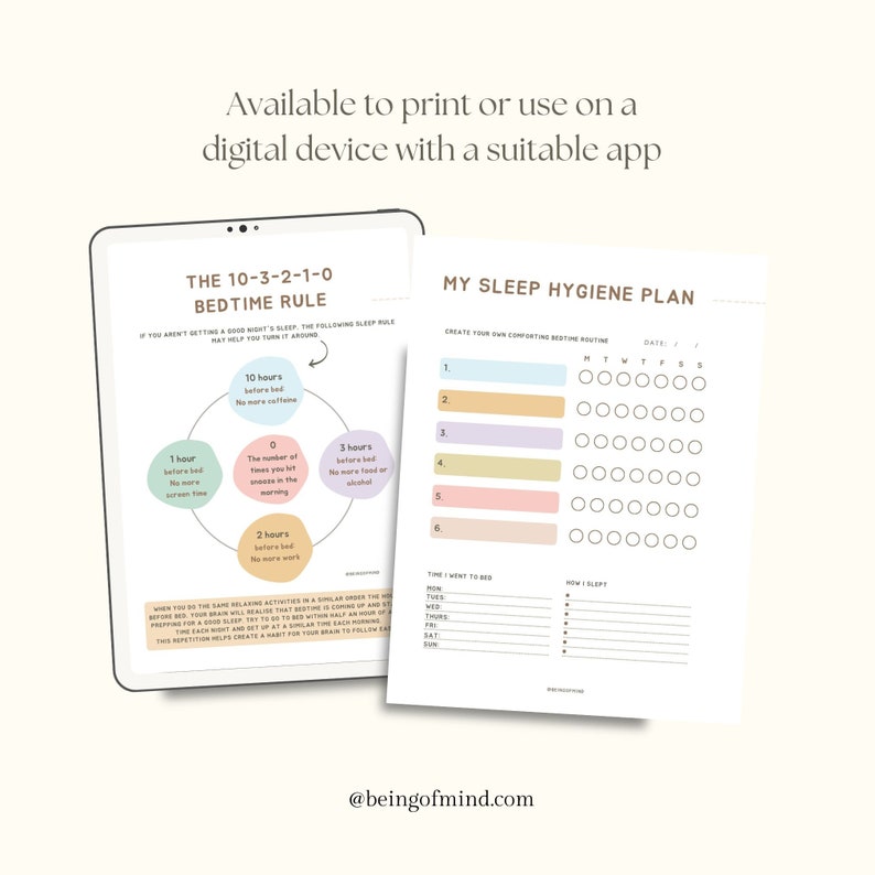 Better Sleep Planner, Sleep Hygiene, Sleep Routine, Cbt Worksheets - Etsy