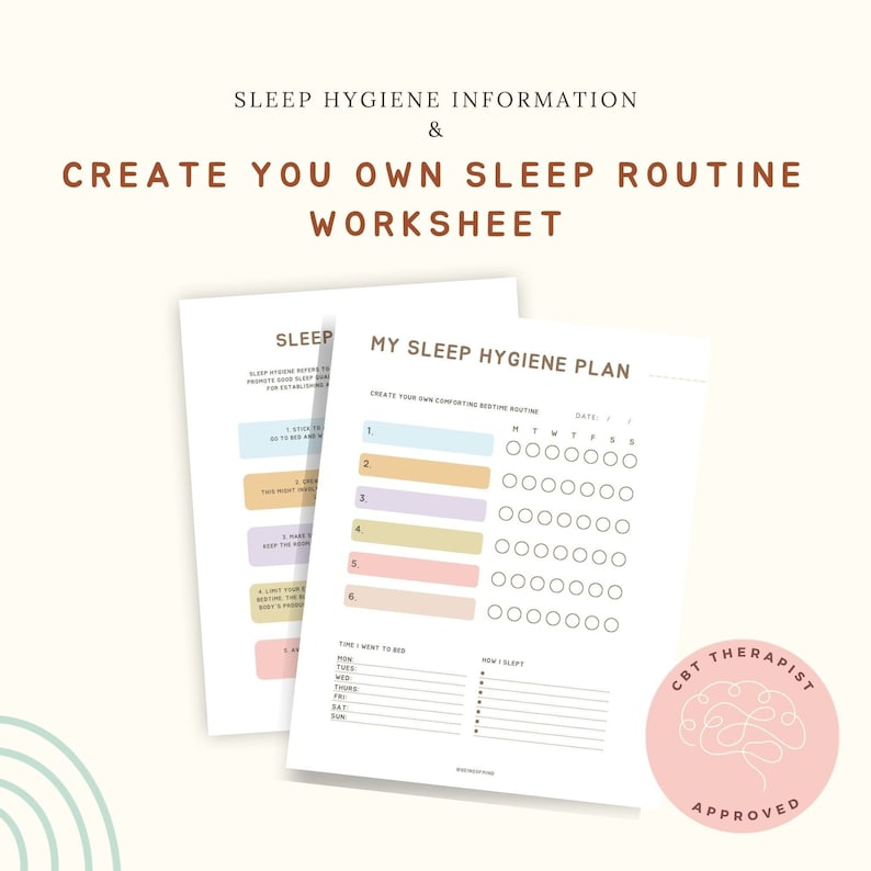 Sleep Routine & Sleep Hygiene Planner, Cbt Worksheets - Etsy