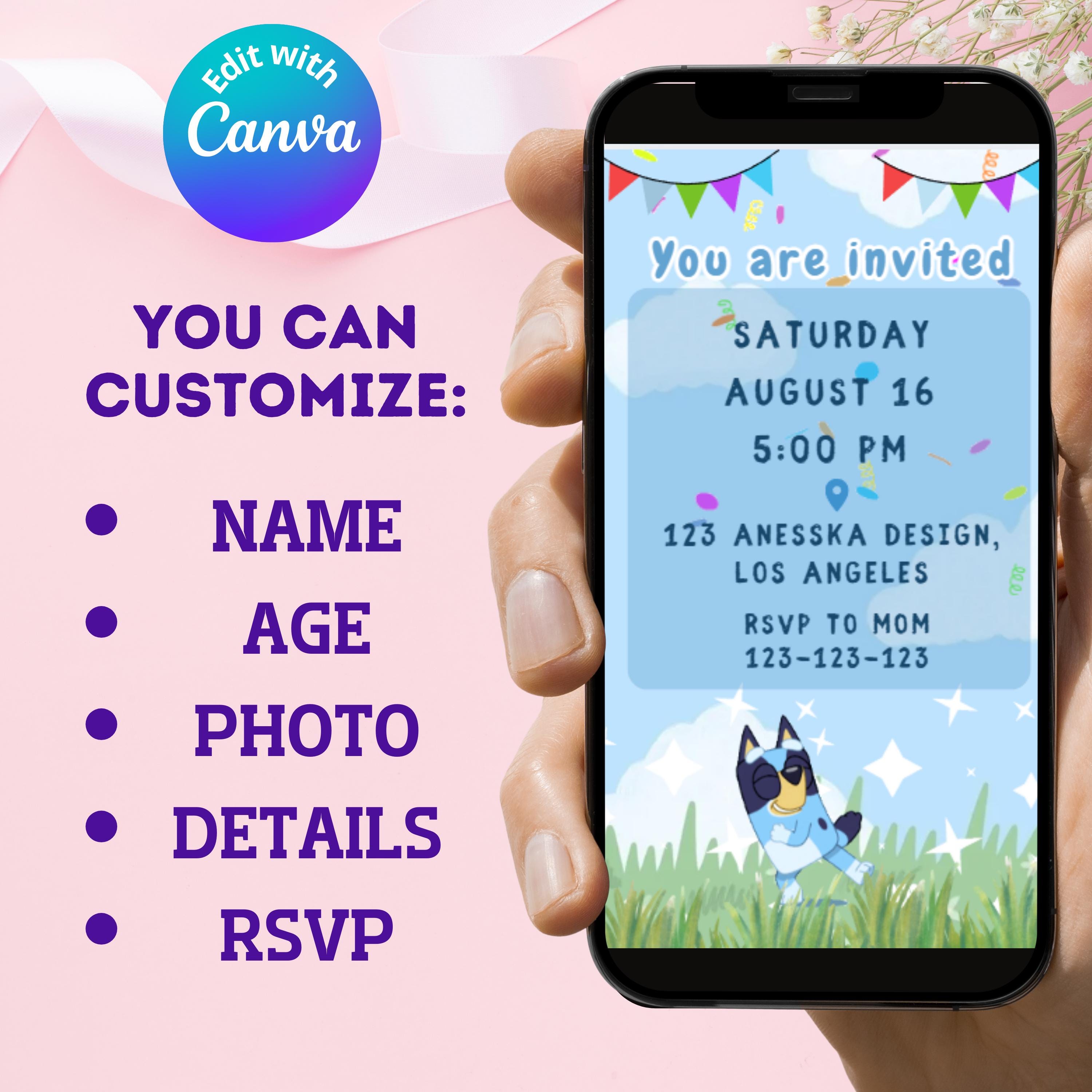 Bluey MP4 Invitation Template