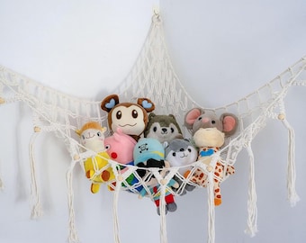 Stuffed Animals Net - Storage Net for Plushie - 55 inch Toy Hammock - Easy to Hang with Included Anchors & Hooks - Organizer for Kids Room