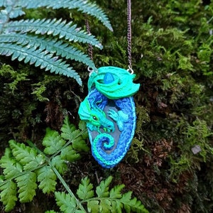 Ocean Green Blue Dragon Necklace – Mystical Creature Gift