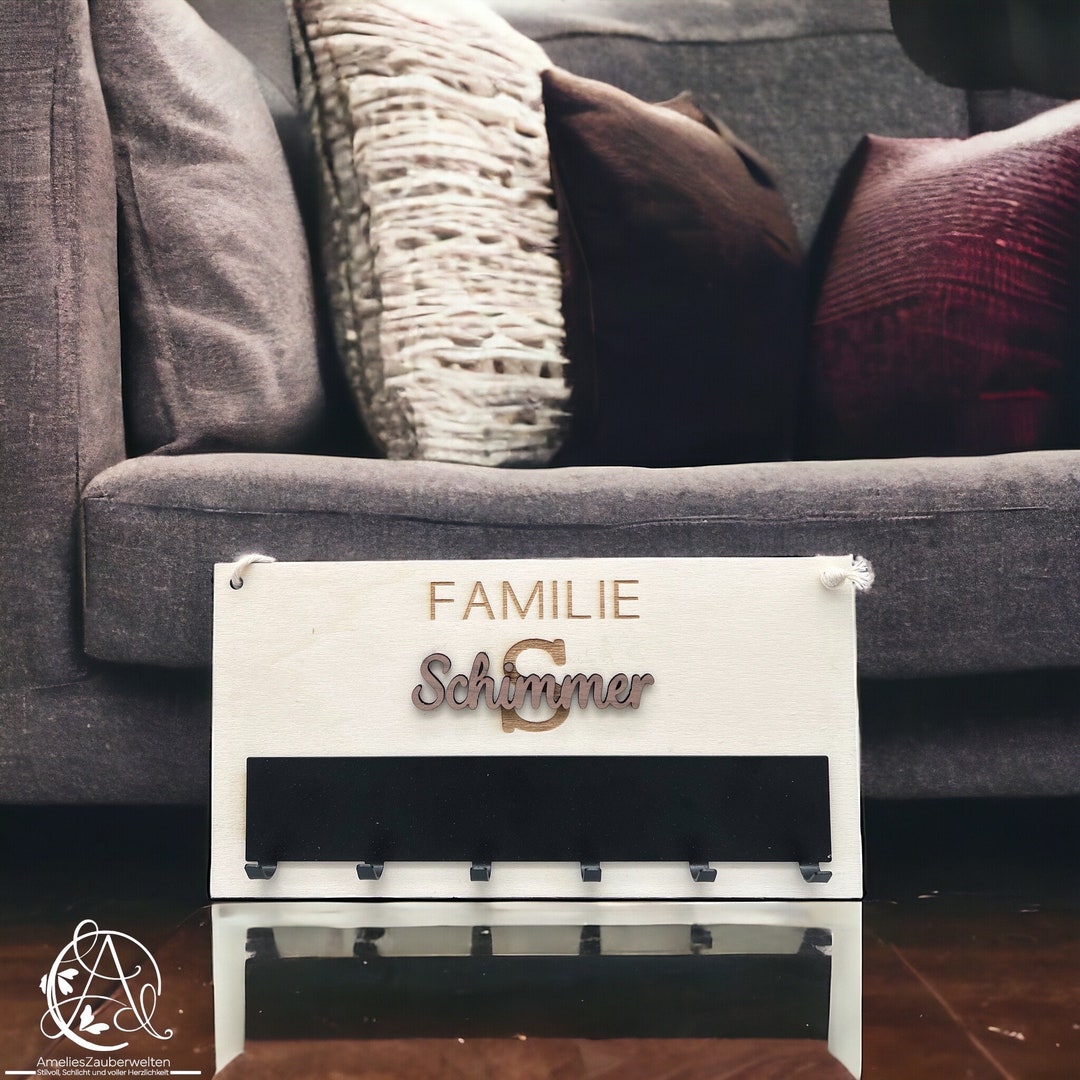 Personalized Wooden Key Board - Precious Wood Cutout With Surname and ...
